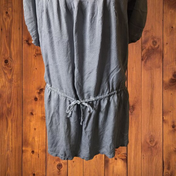 Sandro Size 1 Short Sleeve Gray Tie Waist Puff Sleeve 100% Silk Mini Dress - Picture 5 of 7